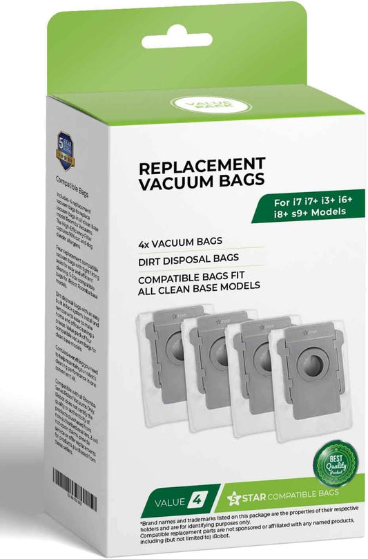 Compatible Vacuum Bags for iRobot Roomba i3, i7, i1, i4, i6, i8, s9, j7, j8, & i & s & j Series 4 Pack