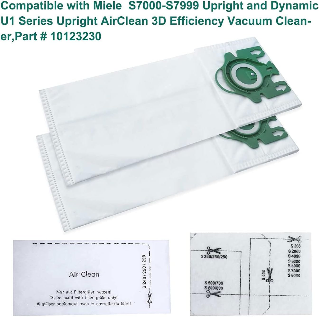 Miele Type U AirClean 3D Efficiency Vacuum Cleaner Bags 8 Pack + 2 Filters